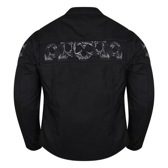 Men's Textile Jacket ''High Mileage'' with Embroidered Reflective Skulls - Picture 3 of 6